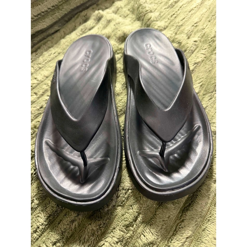 Crocs Womens 8 Black Getaway Flip Platform Wedge Thong Sandals 206751-060